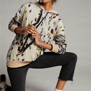 Anthropologie Conditions Apply Quilted Hoodie Sweatshirt with Animal Print